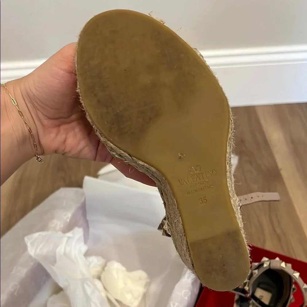 Valentino Women's Black and Cream Studded Sandals - Picture 7 of 9